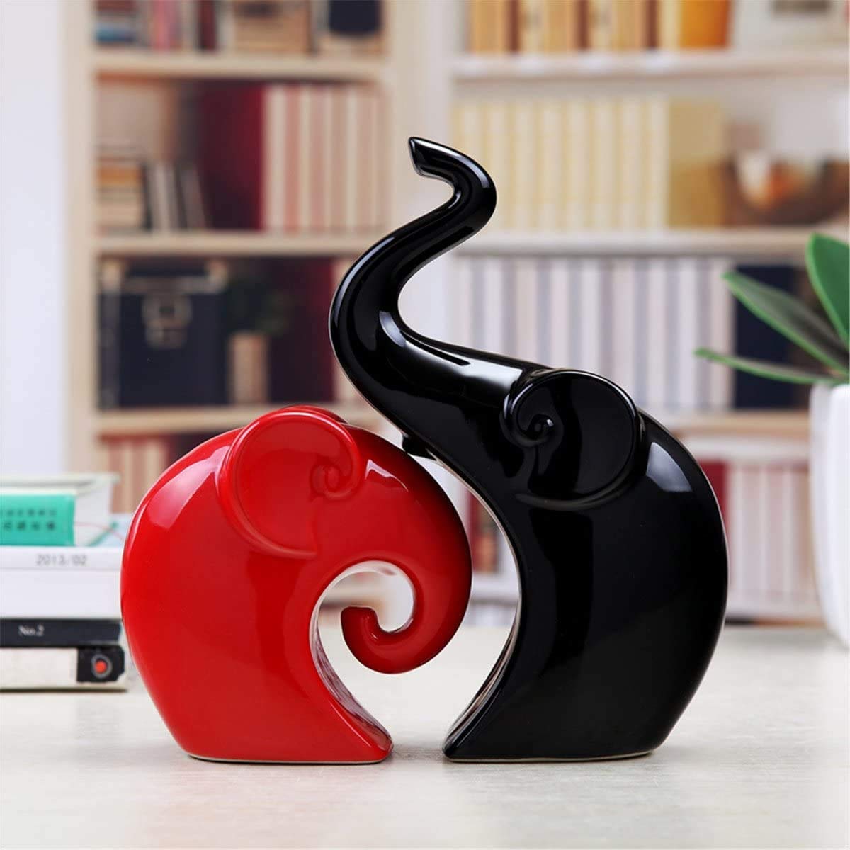 Artisan Red & Black Ceramic Elephant - Classic Charm for Your Home!