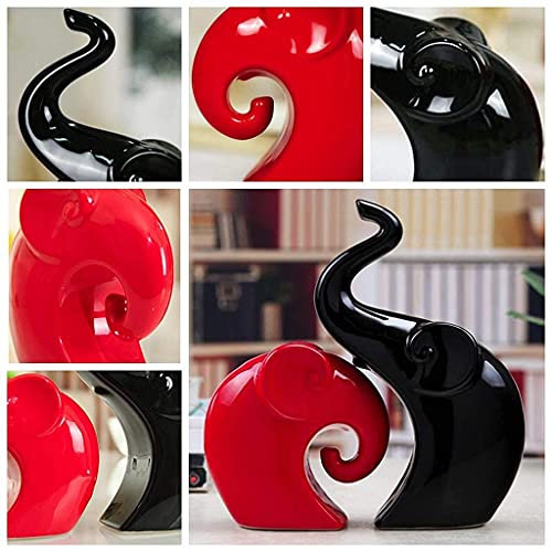 Artisan Red & Black Ceramic Elephant - Classic Charm for Your Home!